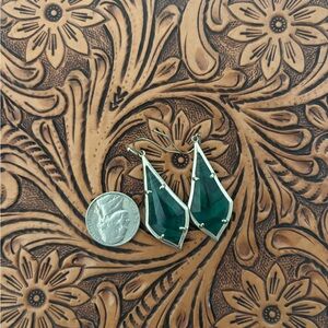 Kendra Scott Green and Silver Geometric Earrings